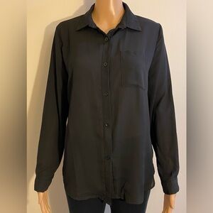 Women Hotouch Black Long Sleeve Front Button Blouse